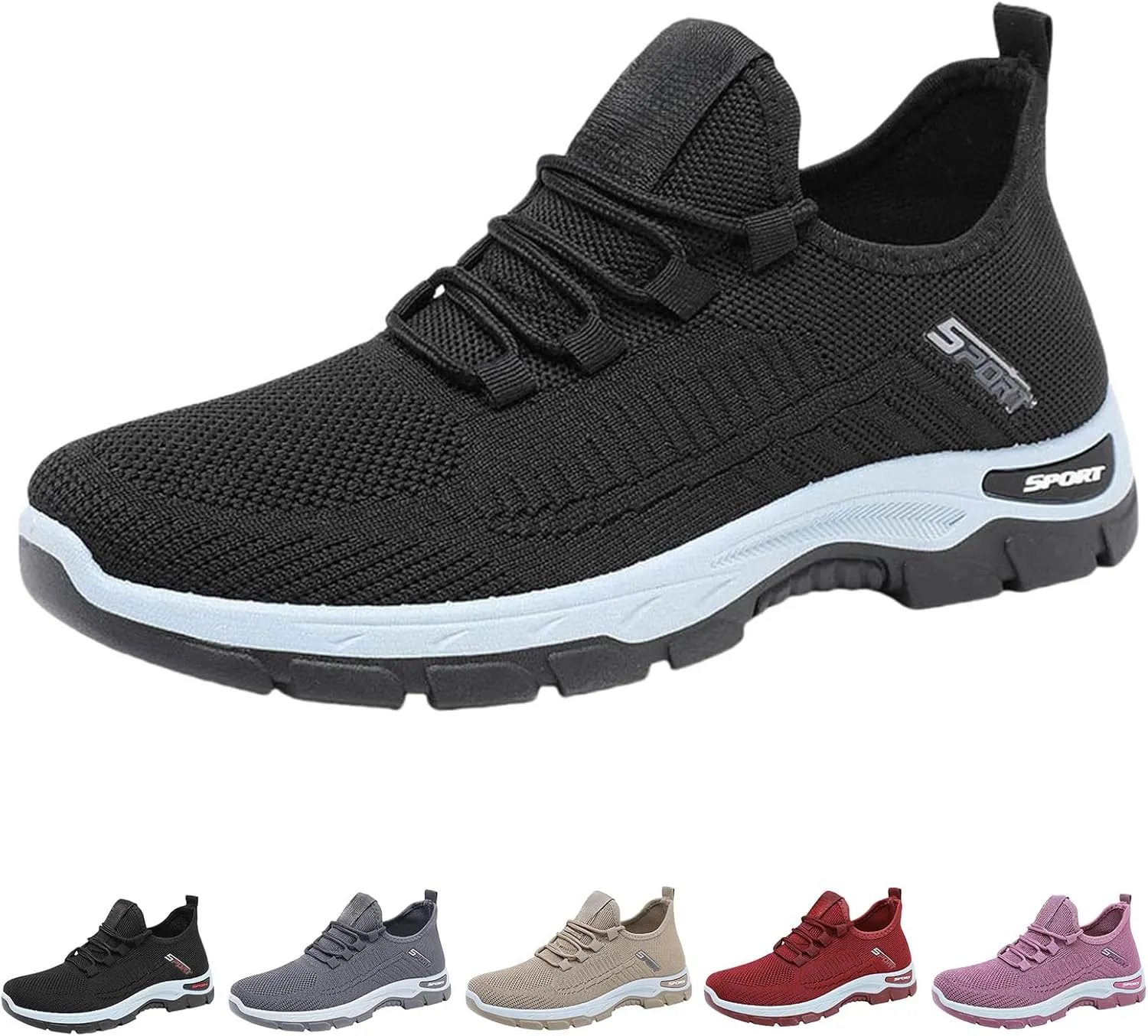 Women's Flats Shoes Slip On Mesh Breathable Casual Loafers Comfortable Soft Woman Comfort Orthopedic Diabetic Fashion Walking Shoes with Arch Support