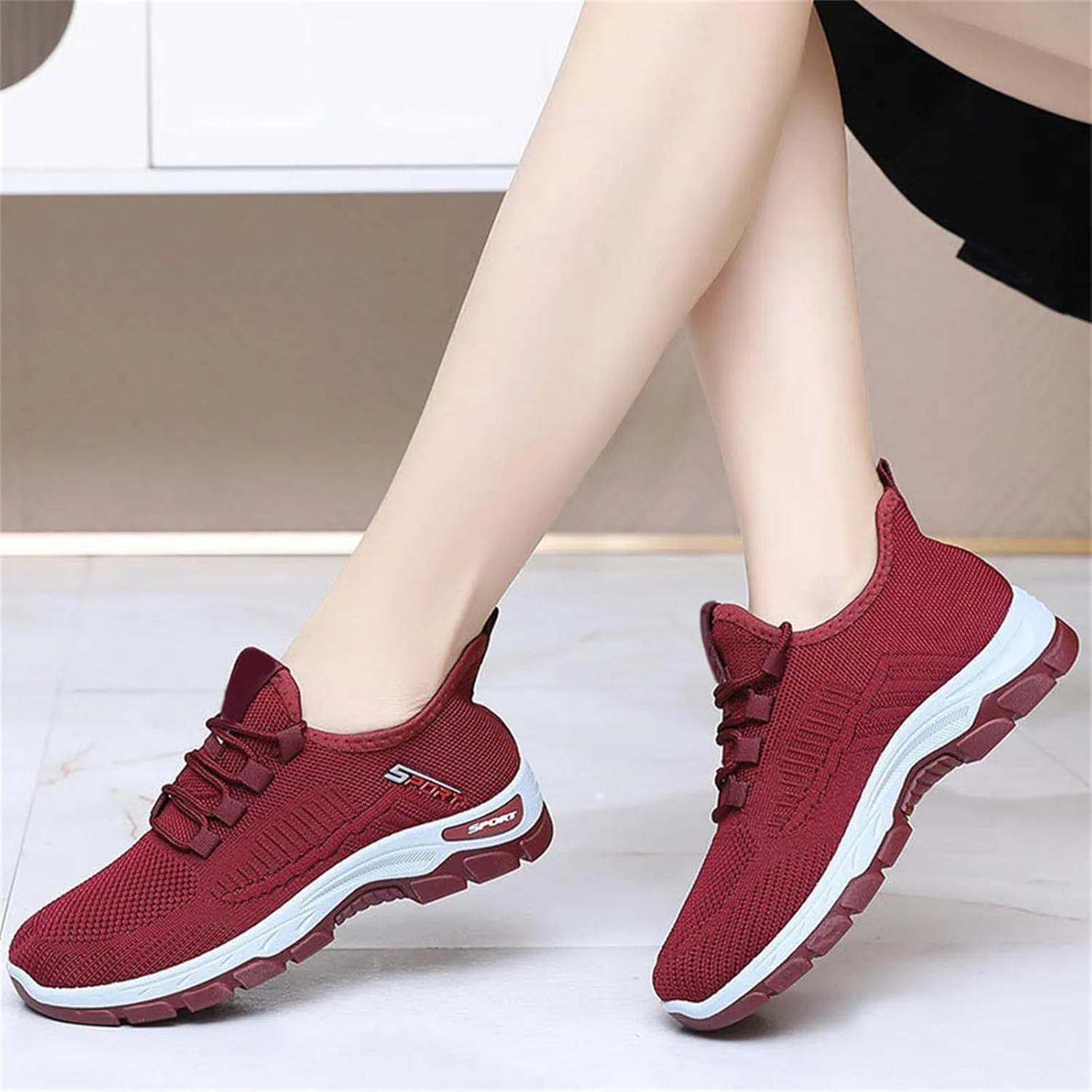 Women's Flats Shoes Slip On Mesh Breathable Casual Loafers Comfortable Soft Woman Comfort Orthopedic Diabetic Fashion Walking Shoes with Arch Support