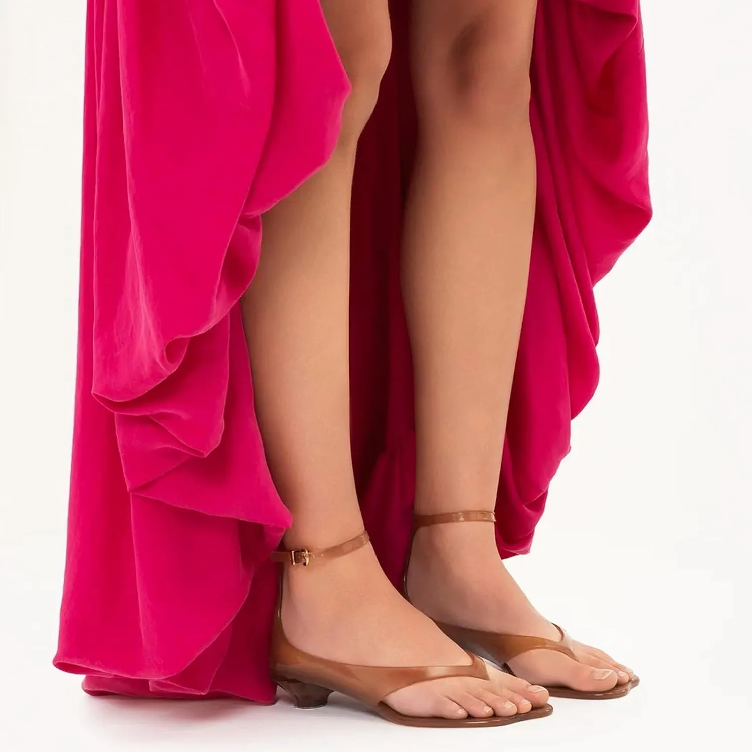 Women’s Flip Flop Kitten Heels – Jelly Thong Heeled Sandals with Clear Strap, Transparent Low Heel Mules, Stylish Thong Kitten Heels for Summer, Casual Dress Sandals