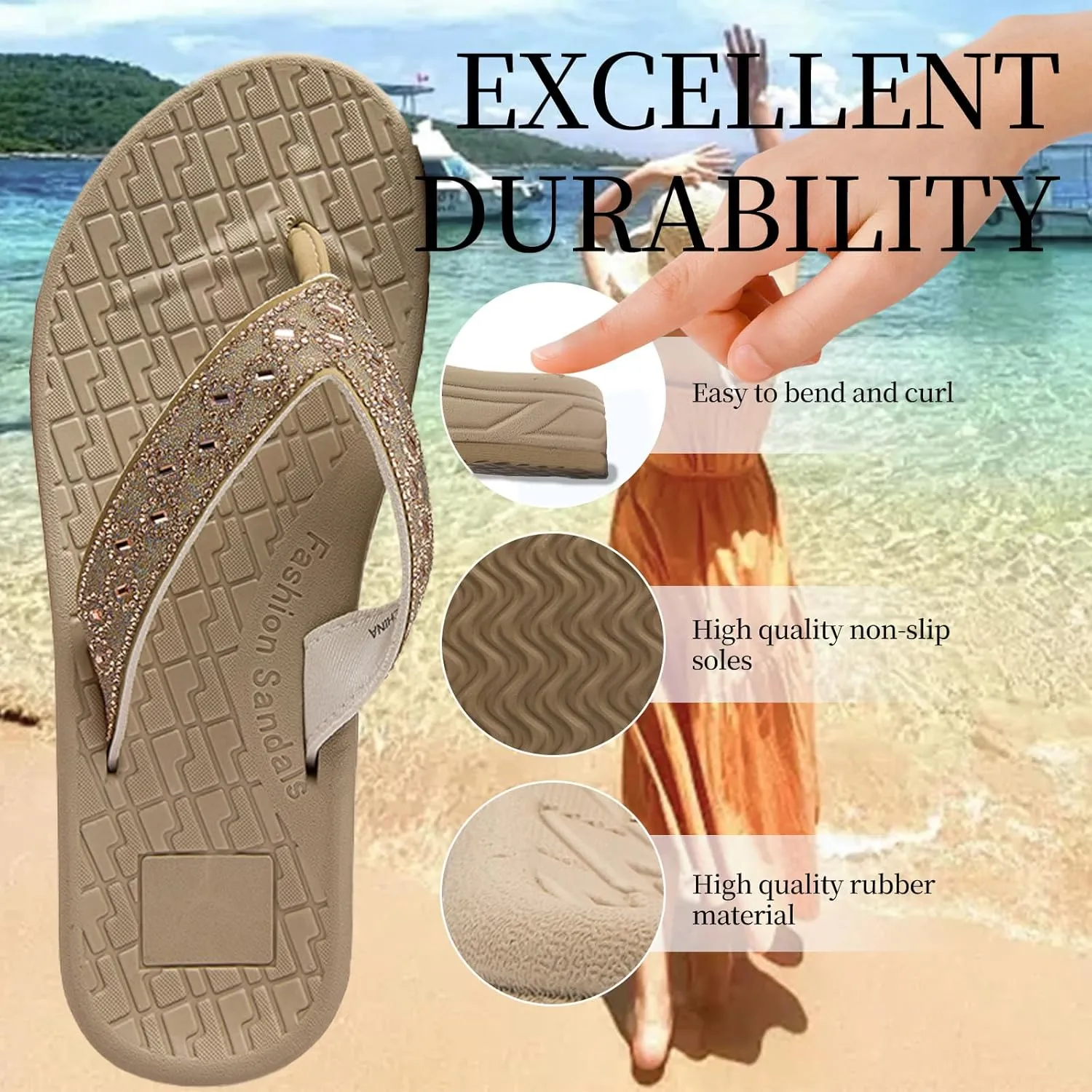 Women's flip-flops Sandals Summer beach slippers Classic comfort Lightweight casual non-slip durable flip-flops suitable for indoor and outdoor