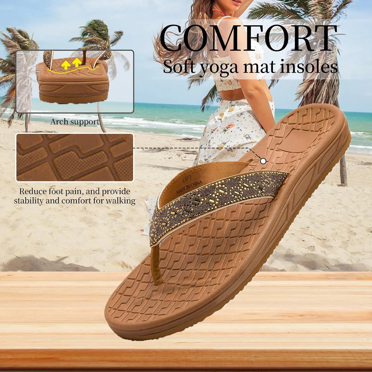 Women's flip-flops Sandals Summer beach slippers Classic comfort Lightweight casual non-slip durable flip-flops suitable for indoor and outdoor