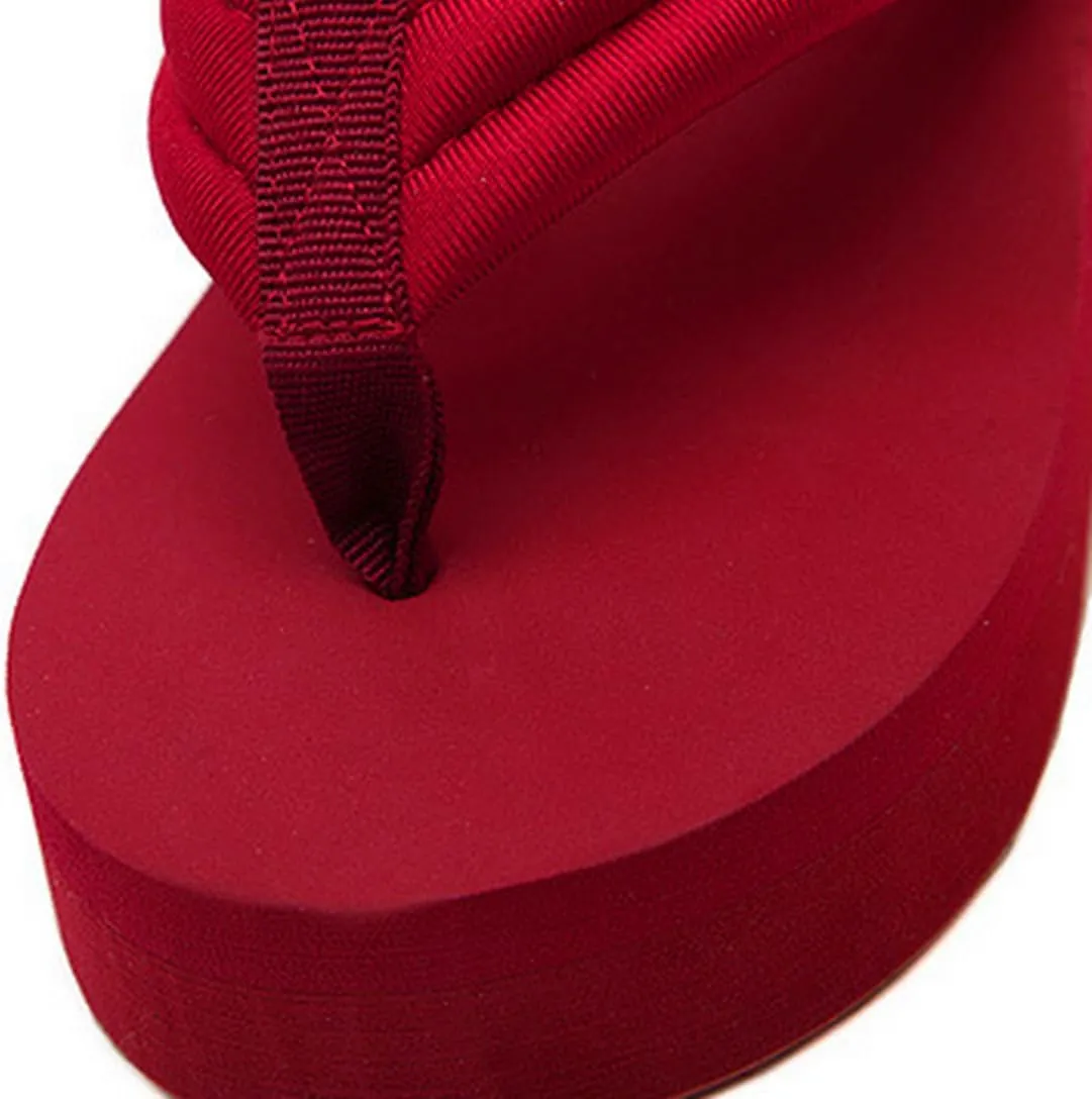 Womens Flip Flops Wedge Sandals High-Heeled Slippers