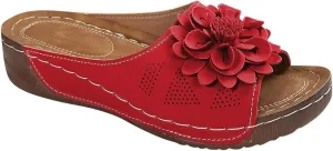 Women's Floral Embellished Wedge Slipper Orthopedic Solid Open Toe Sandal Platform Arch Support Slide Slip on Sandals