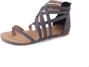 Women's Gladiator Sandals FlatThong Cross Strappy Trendy Roman Shoes Summer Open Toe Flatform Wedge Beach