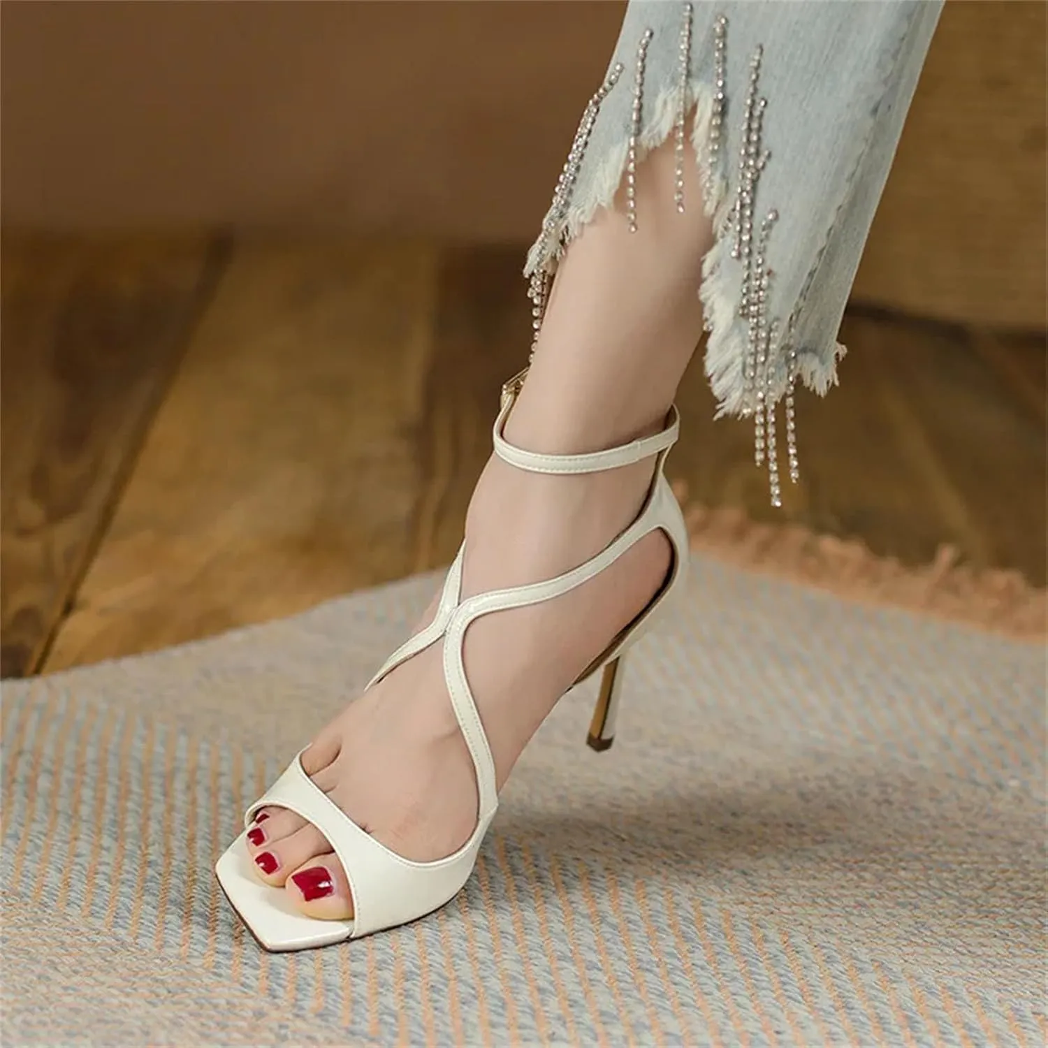 Women's Gladiator Sandals, Square Toe Summer High Heels