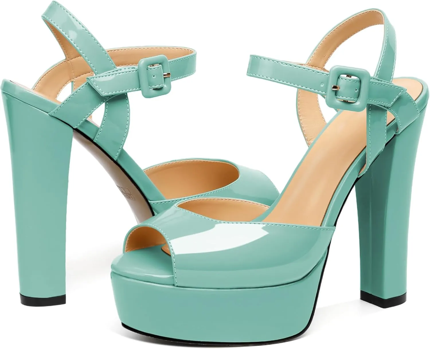Women's High Heeled Sandals Peep Toe Sandals for Women Platform Heels Chunky Heel Sandal Slingback Sandal 5.5 Inch Heel