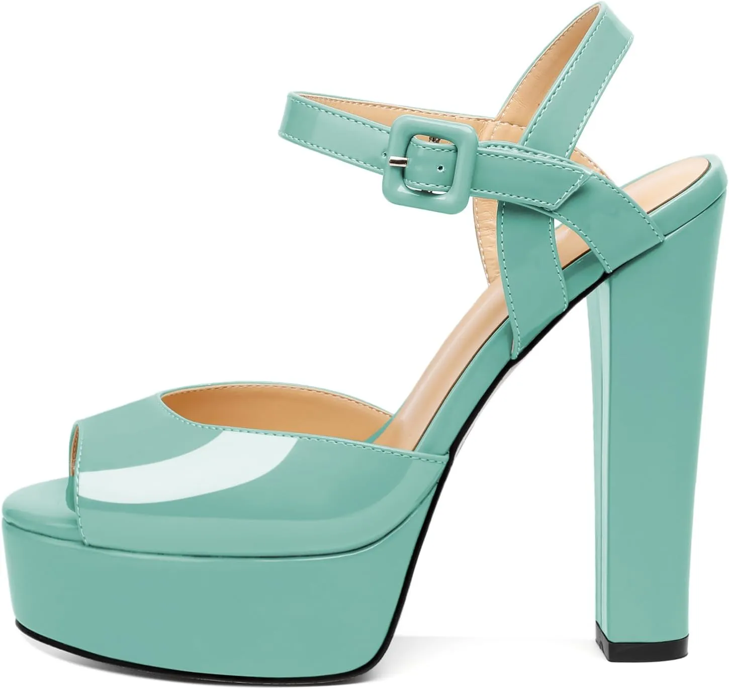 Women's High Heeled Sandals Peep Toe Sandals for Women Platform Heels Chunky Heel Sandal Slingback Sandal 5.5 Inch Heel