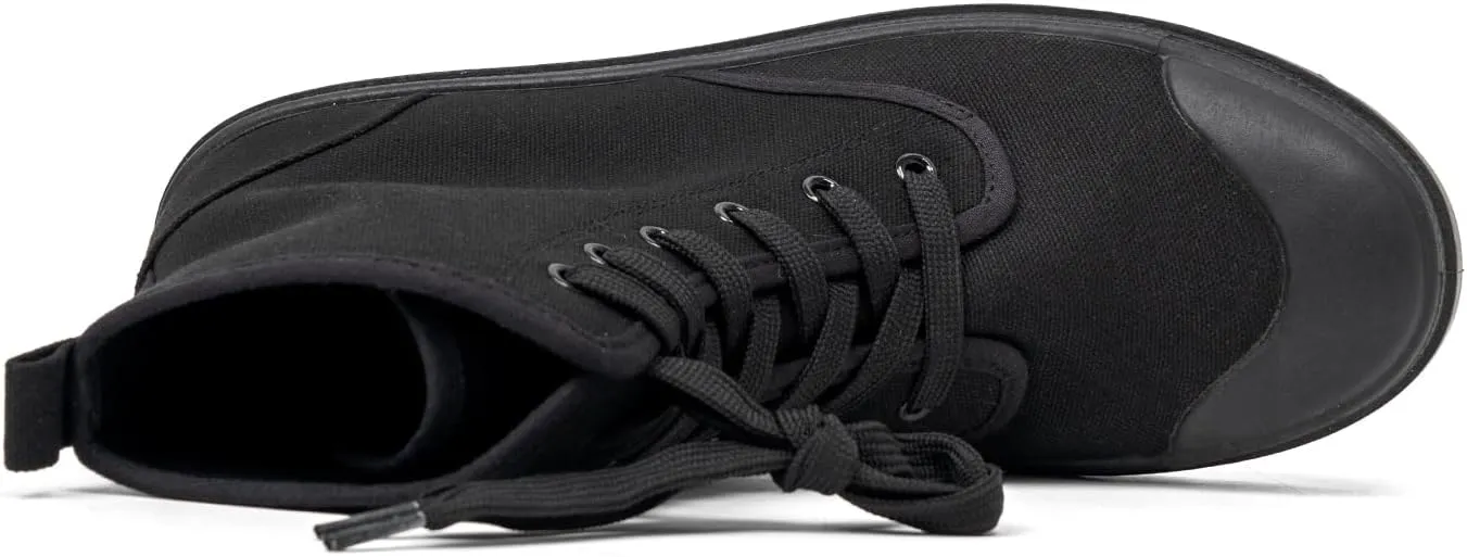 Women's High Top Canvas Sneakers Lace Up Casual Walking Shoes with Reinforced Toe Cap & Non-Slip Rubber Sole