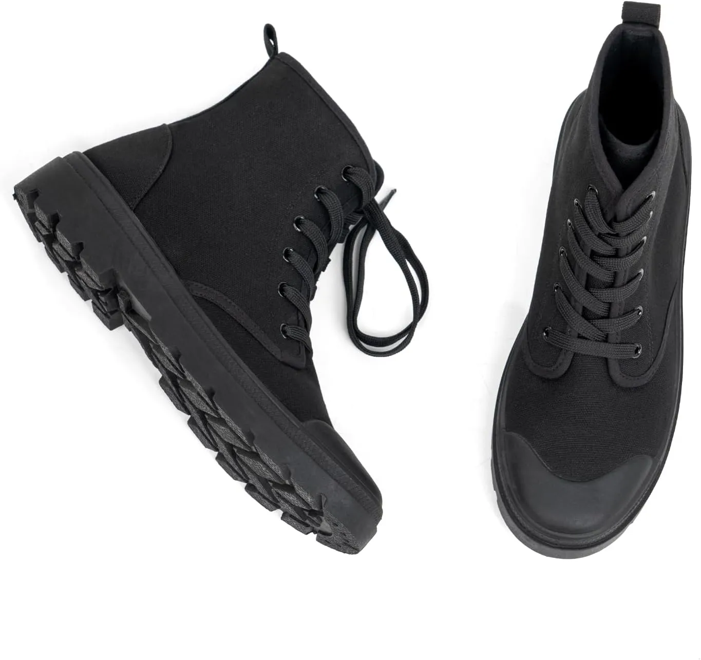 Women's High Top Canvas Sneakers Lace Up Casual Walking Shoes with Reinforced Toe Cap & Non-Slip Rubber Sole