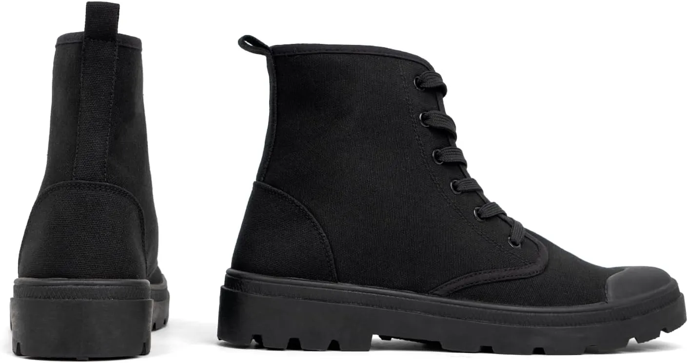 Women's High Top Canvas Sneakers Lace Up Casual Walking Shoes with Reinforced Toe Cap & Non-Slip Rubber Sole