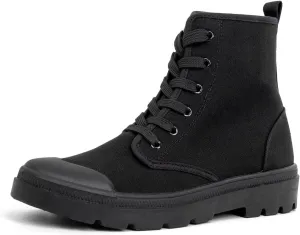 Women's High Top Canvas Sneakers Lace Up Casual Walking Shoes with Reinforced Toe Cap & Non-Slip Rubber Sole