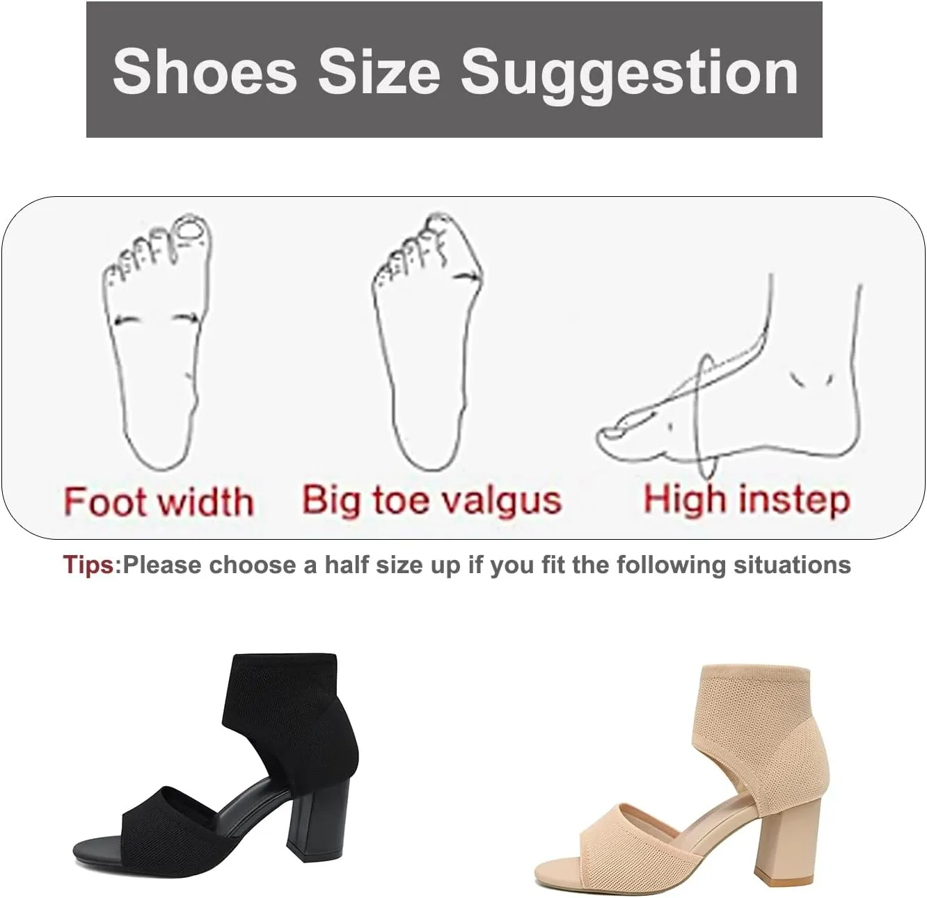 Women's Knit Chunky Block High Heels Peep Toe Chunky Heeled Sandals Stretchy High Heeled Ankle Boot Sandals for Work Wedding Party