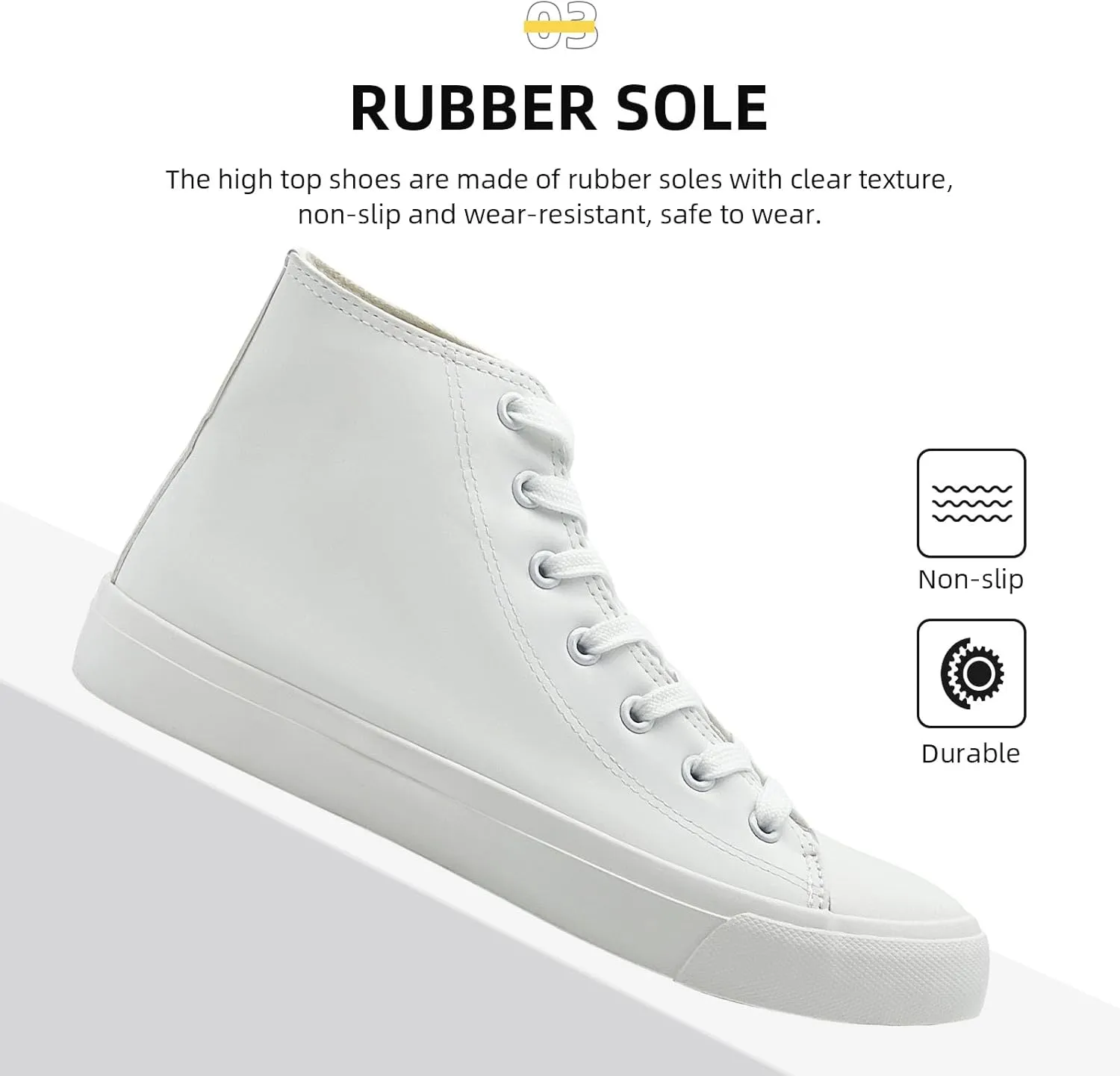 Women’s Men’s High Top Sneakers PU Leather Shoes for Women Men Classic White Black High Top Lace Up Sneakers Casual Walking Shoes