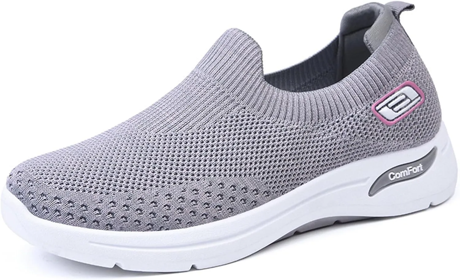 Women's Orthopedic Sneakers Breathable with Arch Support Slip on Mesh Knitted Flying Woven Low Top Work Walking Shoes Lightweight Wide Width Soft Sole Arch Support Non-Slip Casual Shoes