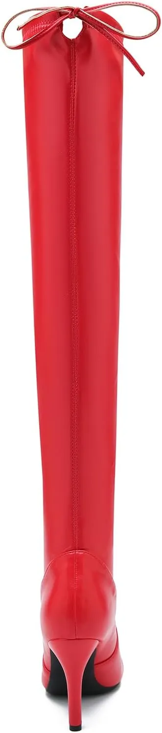 Women's Peep Toe Thigh High Boots Over The Knee Boot Sexy Stiletto Heel Lace Up Open Toe Pull on Long Boots