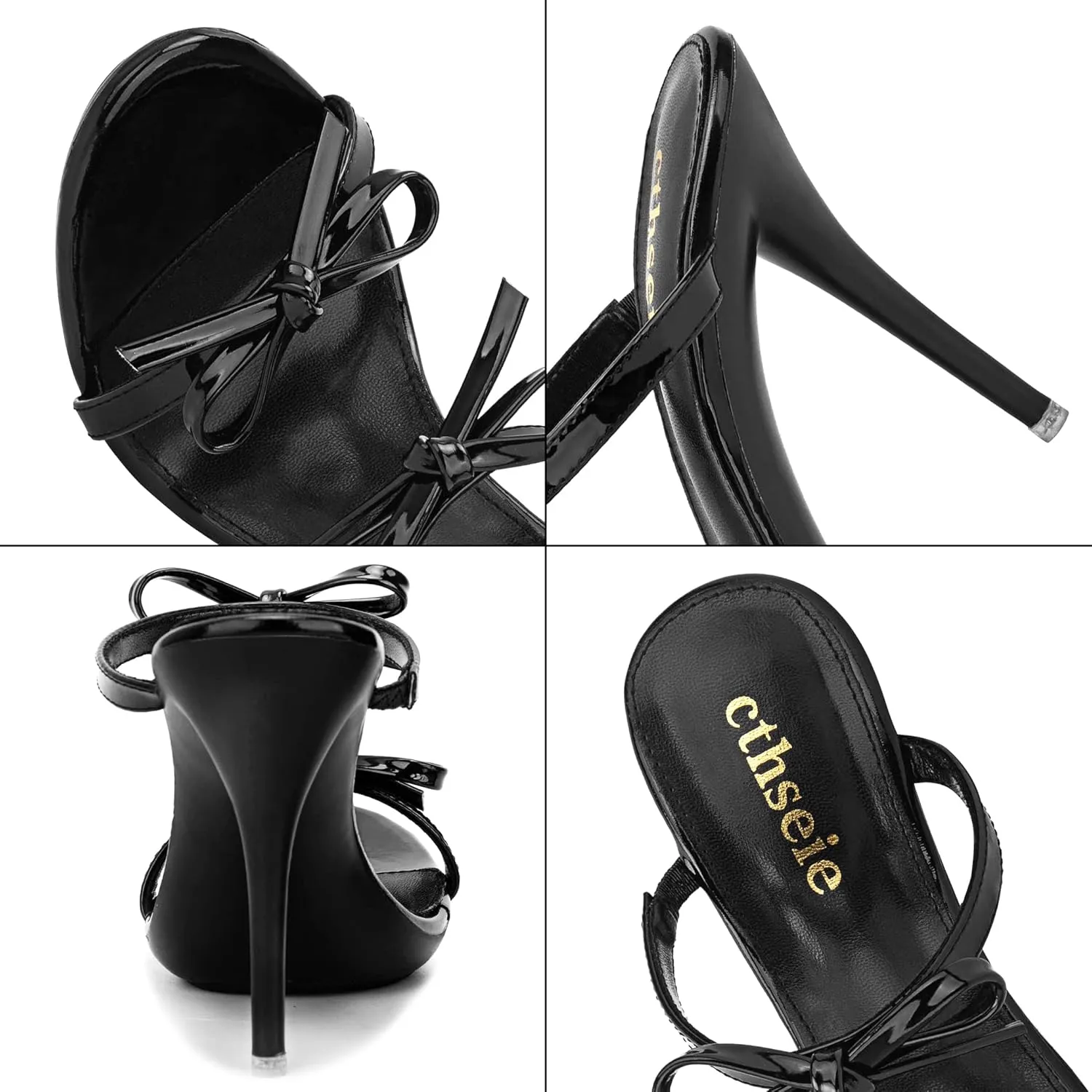 Women's Platform Heeled Sandals Strappy Stilettos Mules Open Toe Slip On Fashion Sexy Dress Cute Bowknot Backless High Heel Slides Heels Slippers