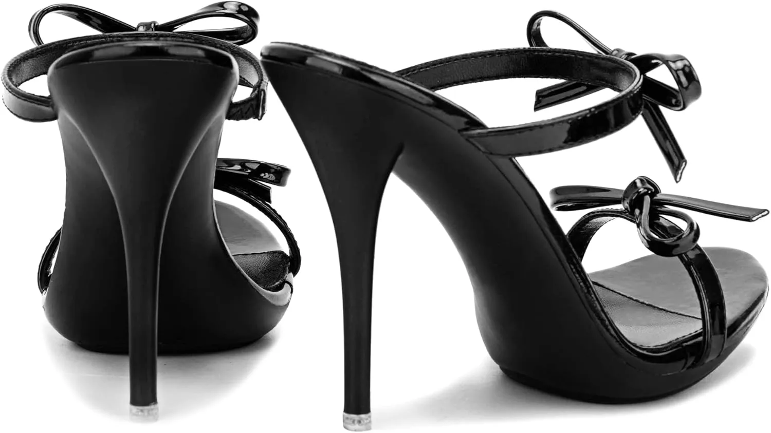 Women's Platform Heeled Sandals Strappy Stilettos Mules Open Toe Slip On Fashion Sexy Dress Cute Bowknot Backless High Heel Slides Heels Slippers