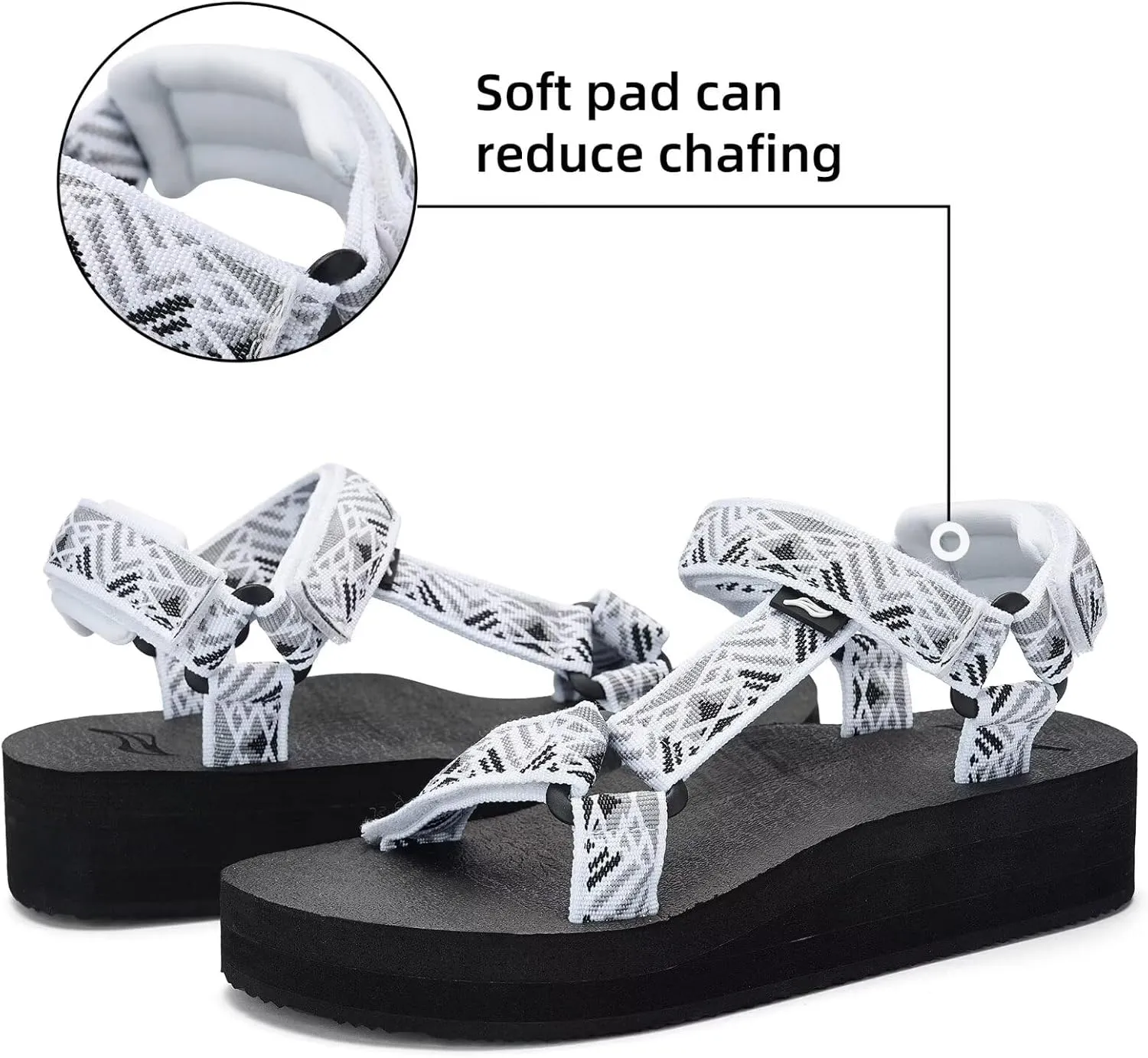 Women's Platform Sandals Casual Adjustable Shoes with Arch Support Yoga Mat Insole Light Weight Flatform Sandals