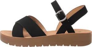 Womens Sandals Platform Ankle Buckle Criss Cross Band Ladies Straps Sandals Shoes JOSIE