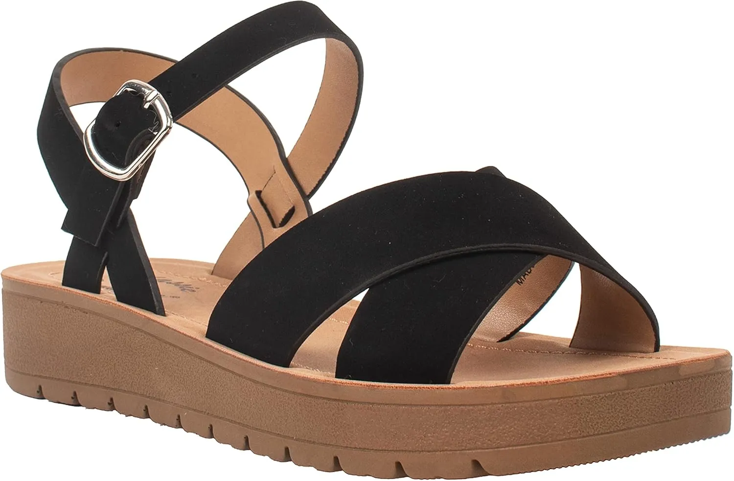 Womens Sandals Platform Ankle Buckle Criss Cross Band Ladies Straps Sandals Shoes JOSIE