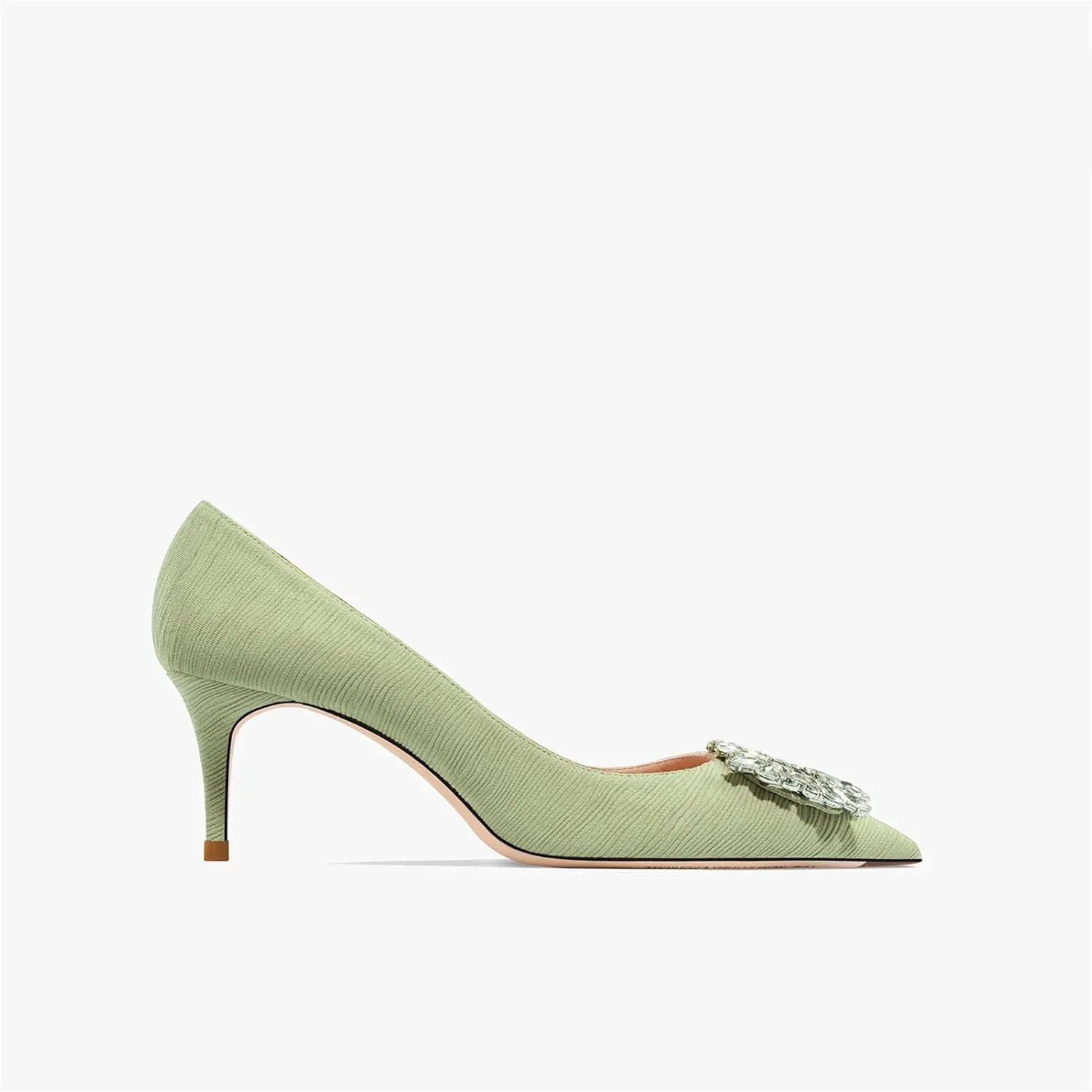 Women's Star Rhinestone Pumps, Leather Buckle Stiletto