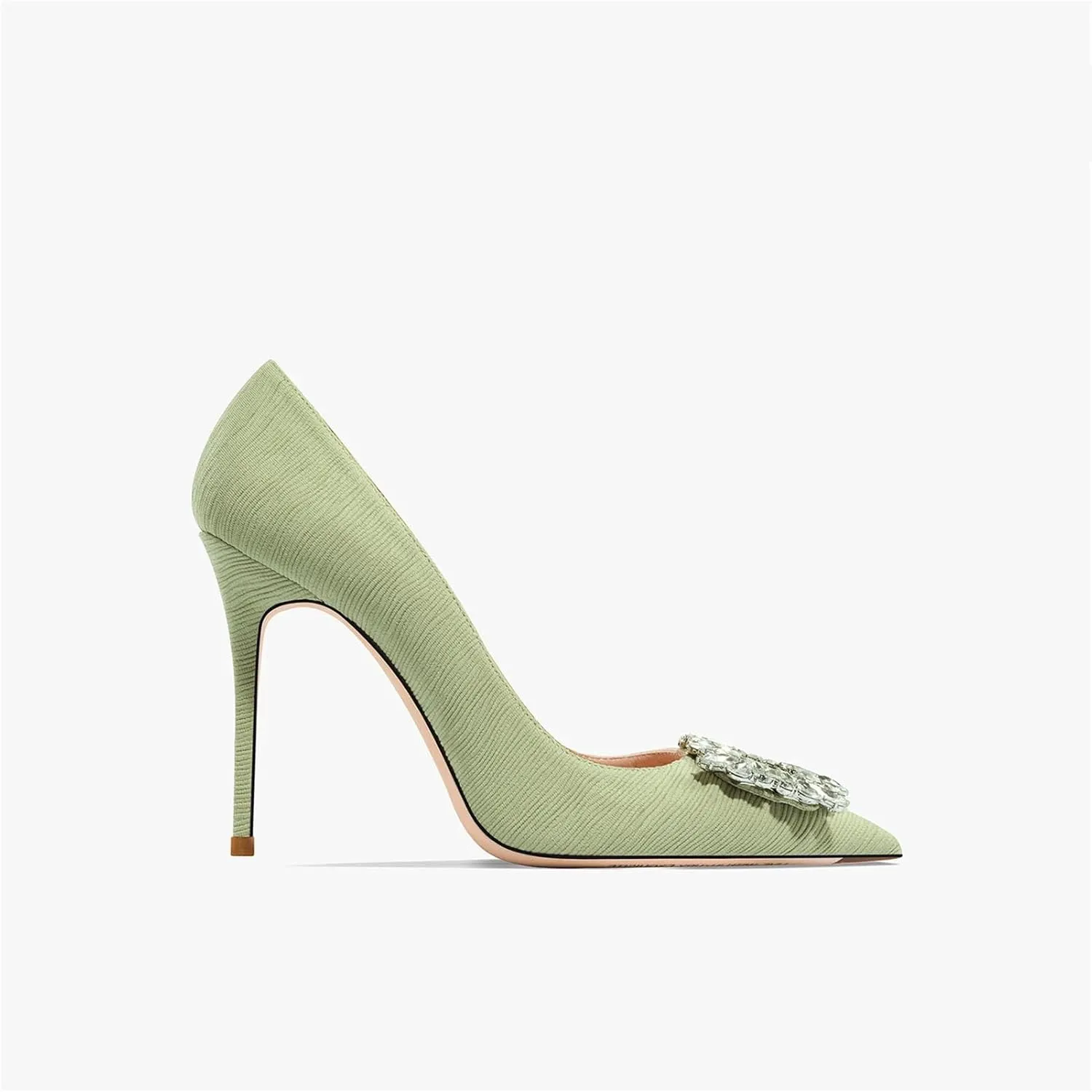 Women's Star Rhinestone Pumps, Leather Buckle Stiletto