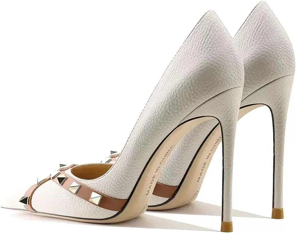 Women's Star Rivet Pumps, Patent Leather Evening Dress Shoes