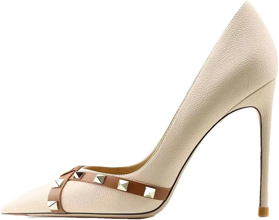 Women's Star Rivet Pumps, Patent Leather Evening Dress Shoes