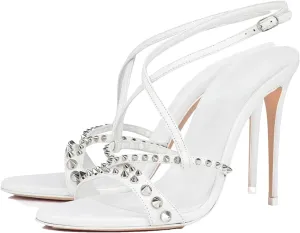 Women's Studded Strap Stilettos, Ceremony Wedding Party High Heels