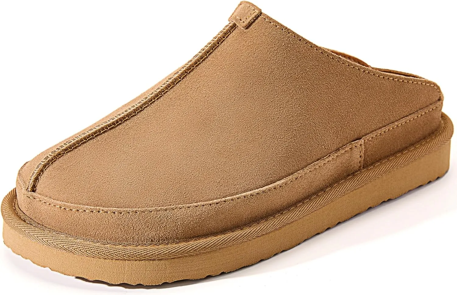 Women's Suede Clogs Leather Mules Platform Slippers for Women Comfort Sandal Brown37