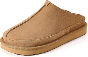 Women's Suede Clogs Leather Mules Platform Slippers for Women Comfort Sandal Brown37