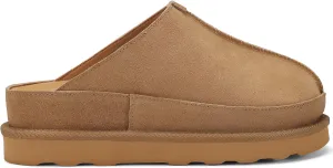 Women's Suede Clogs Leather Mules Platform Slippers for Women Comfort Slipper ThickBrown