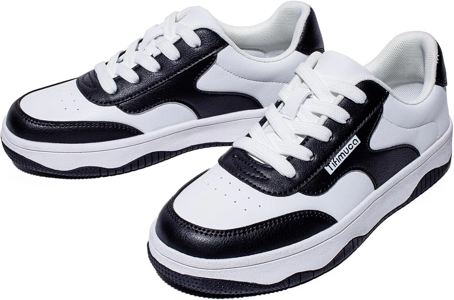 Women's Vegan Leather Low Top Lace Up Non Slip Walking Running Sneakers Skateboard Tennis Shoes Comfortable Casual Athletic Versatile Fashion Sneakers