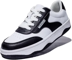 Women's Vegan Leather Low Top Lace Up Non Slip Walking Running Sneakers Skateboard Tennis Shoes Comfortable Casual Athletic Versatile Fashion Sneakers