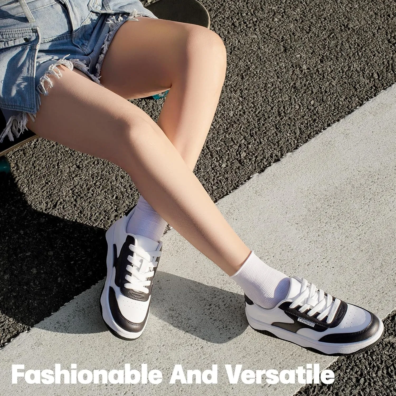 Women's Vegan Leather Low Top Lace Up Non Slip Walking Running Sneakers Skateboard Tennis Shoes Comfortable Casual Athletic Versatile Fashion Sneakers