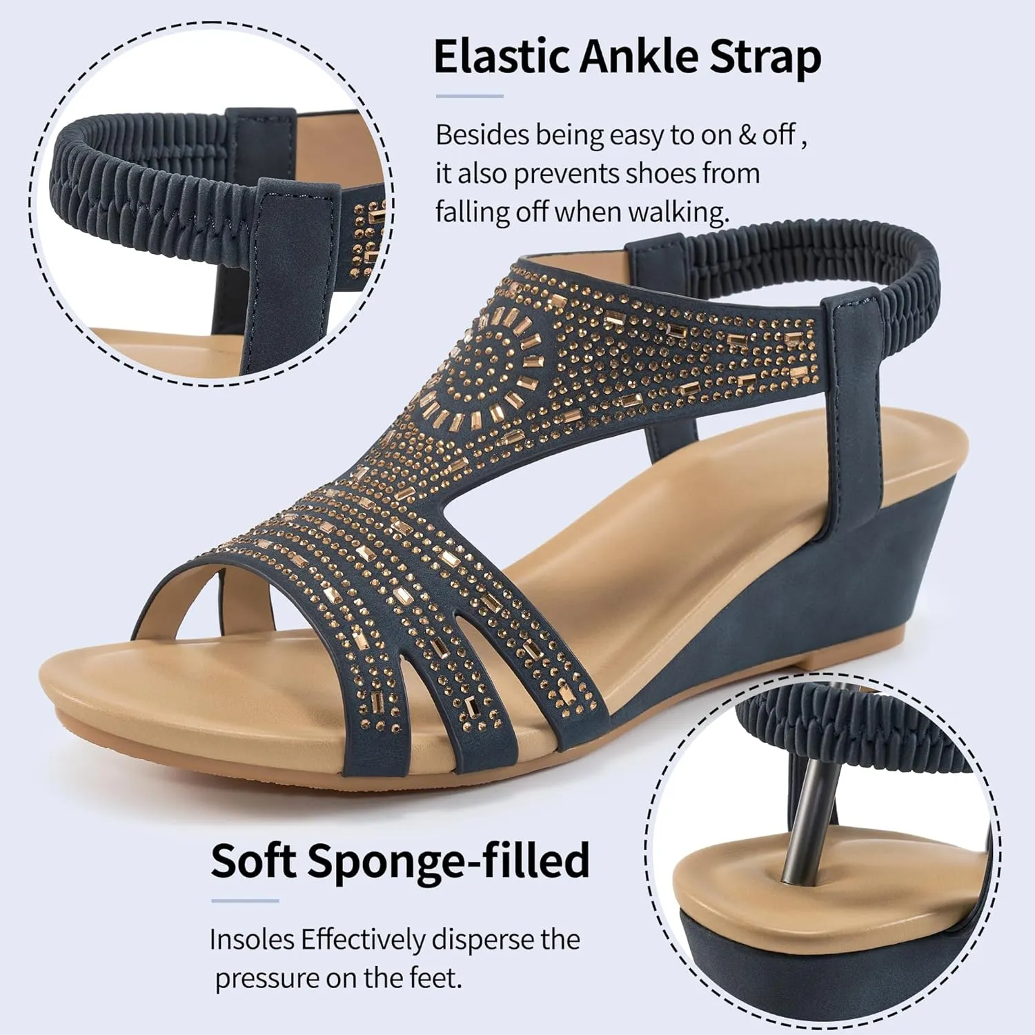 Womens Wedge Sandals Platform - Soft Open Toe Wedge Sandals Women Dressy Summer - Fashion Ladies Party Wedges