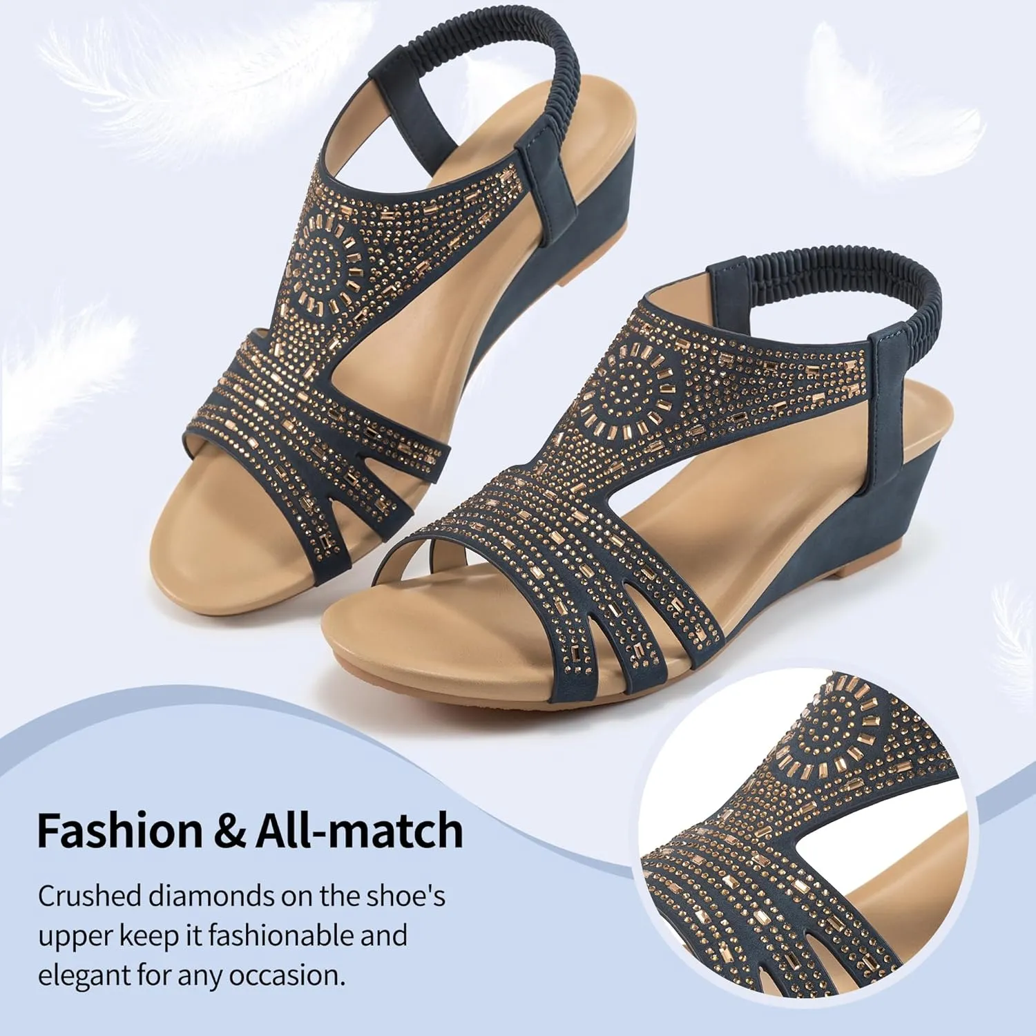 Womens Wedge Sandals Platform - Soft Open Toe Wedge Sandals Women Dressy Summer - Fashion Ladies Party Wedges