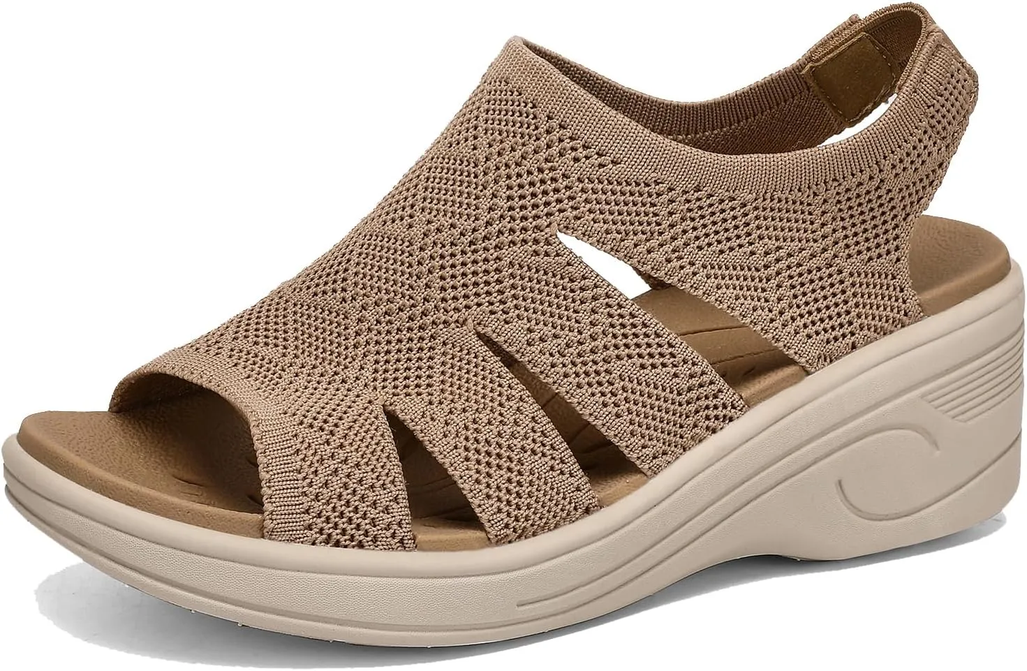 Womens Wedge Sandals Platform Walking Sandals Open Toe Ankle Elastic Strap Casual Comfortable Summer Dressy