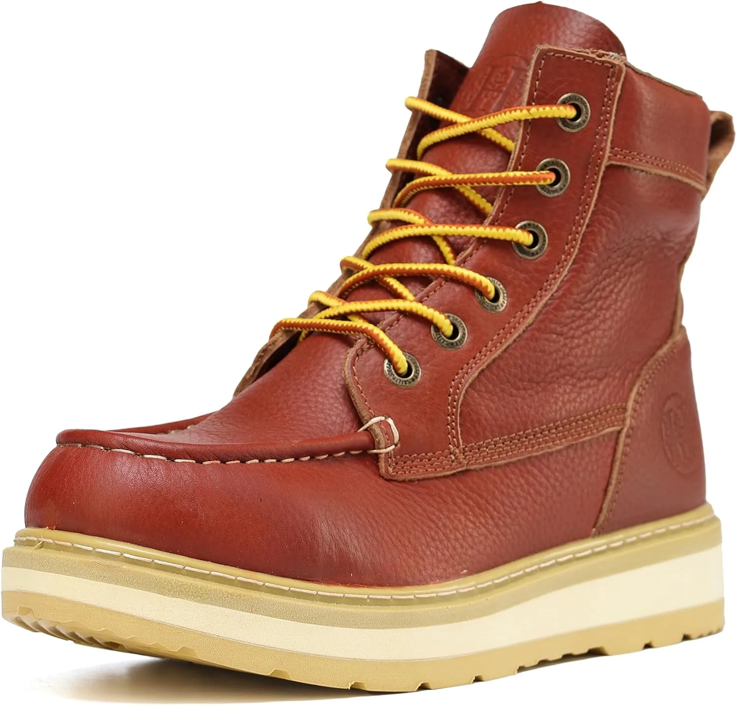 Work Boots for Men, 6" Soft/Composite Toe Slip Resistant Puncture-proof EH Moc Toe Men's Work Boots