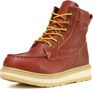 Work Boots for Men, 6" Soft/Composite Toe Slip Resistant Puncture-proof EH Moc Toe Men's Work Boots