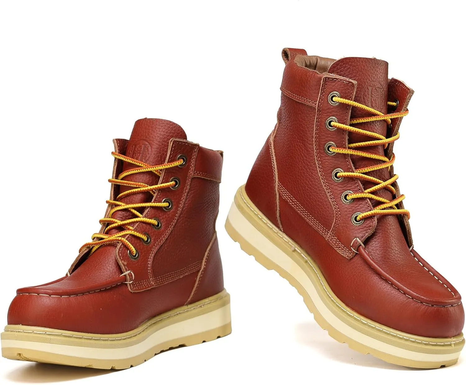 Work Boots for Men, 6" Soft/Composite Toe Slip Resistant Puncture-proof EH Moc Toe Men's Work Boots