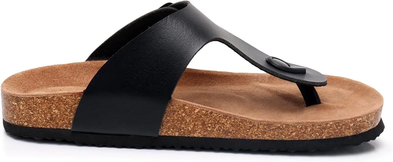 WTW Men's Cork Footbed Sandals Slip on Beach Slide Sandals Shoes with Adjustable Metal Buckle Strap for Men