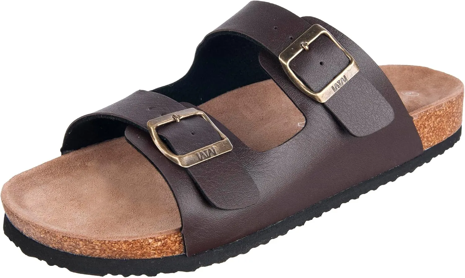 WTW Men's Cork Footbed Sandals Slip on Beach Slide Sandals Shoes with Adjustable Metal Buckle Strap for Men