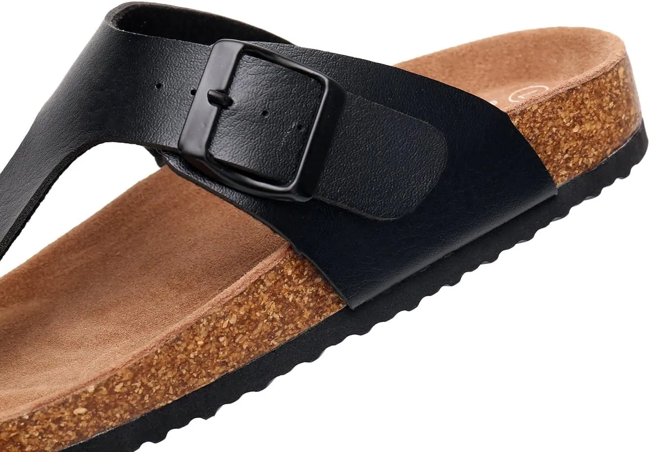 WTW Men's Cork Footbed Sandals Slip on Beach Slide Sandals Shoes with Adjustable Metal Buckle Strap for Men