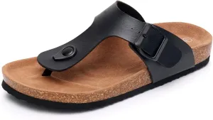 WTW Men's Cork Footbed Sandals Slip on Beach Slide Sandals Shoes with Adjustable Metal Buckle Strap for Men
