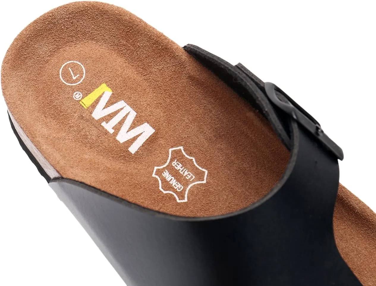 WTW Men's Cork Footbed Sandals Slip on Beach Slide Sandals Shoes with Adjustable Metal Buckle Strap for Men