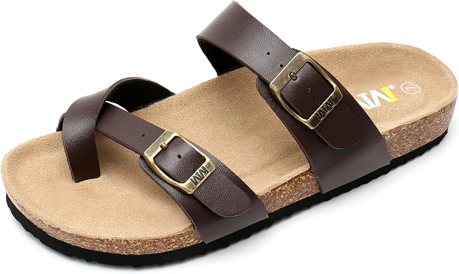 WTW Men's Cork Footbed Sandals Slip on Beach Slide Slipper Shoes with Adjustable Metal Buckle Strap for Men Causal Style