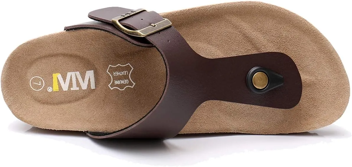 WTW Men's Cork Footbed Sandals Slip on Beach Slide Slipper Shoes with Adjustable Metal Buckle Strap for Men Causal Style