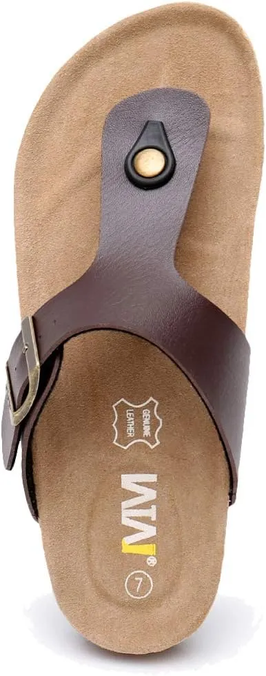 WTW Men's Cork Footbed Sandals Slip on Beach Slide Slipper Shoes with Adjustable Metal Buckle Strap for Men Causal Style