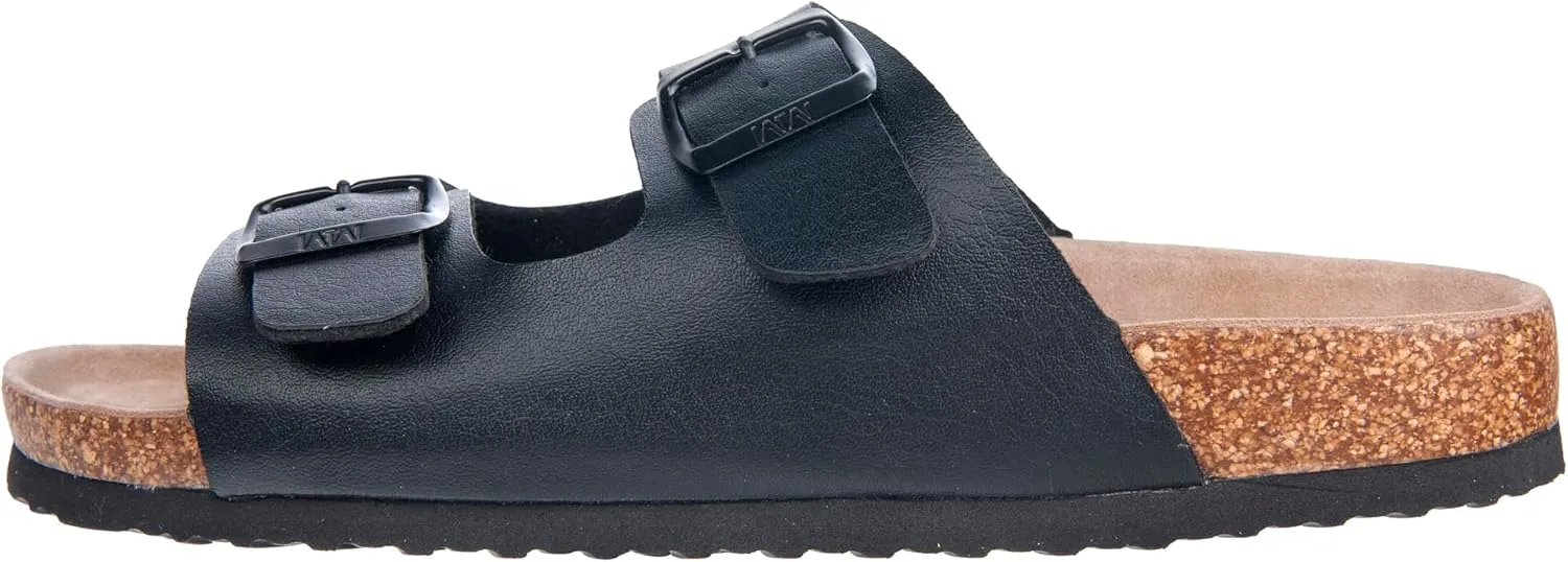WTW Men's Cork Footbed Sandals Slip on Beach Slide Slipper Shoes with Adjustable Metal Buckle Strap for Men Causal Style
